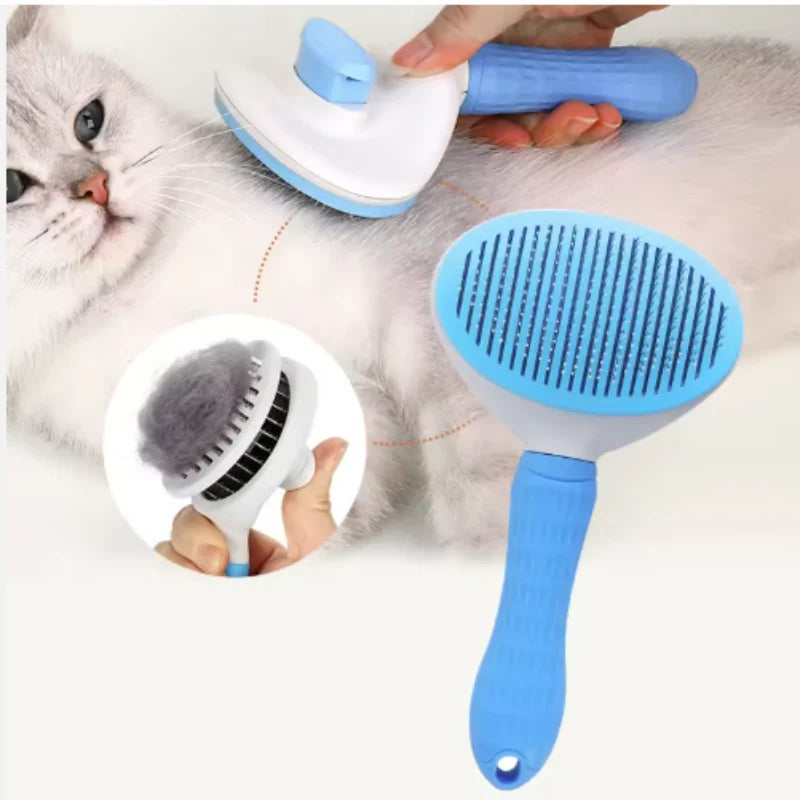 Self-Cleaning Pet Slicker Brush for Cats & Dogs